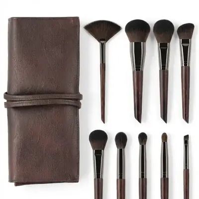 Walnut Cosmetic Brush Set